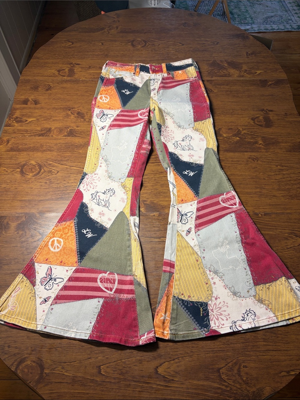 Wrangler X Lainey Wilson Patchwork Flared Wide Leg Jeans - Multicolor